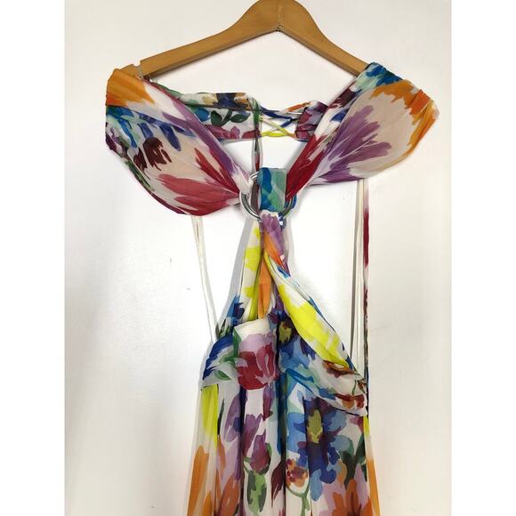 PatBO Bloom Dress Floral Print Cutout Sleeveless Halter Neck Maxi Multicolor 10 - Picture 4 of 10